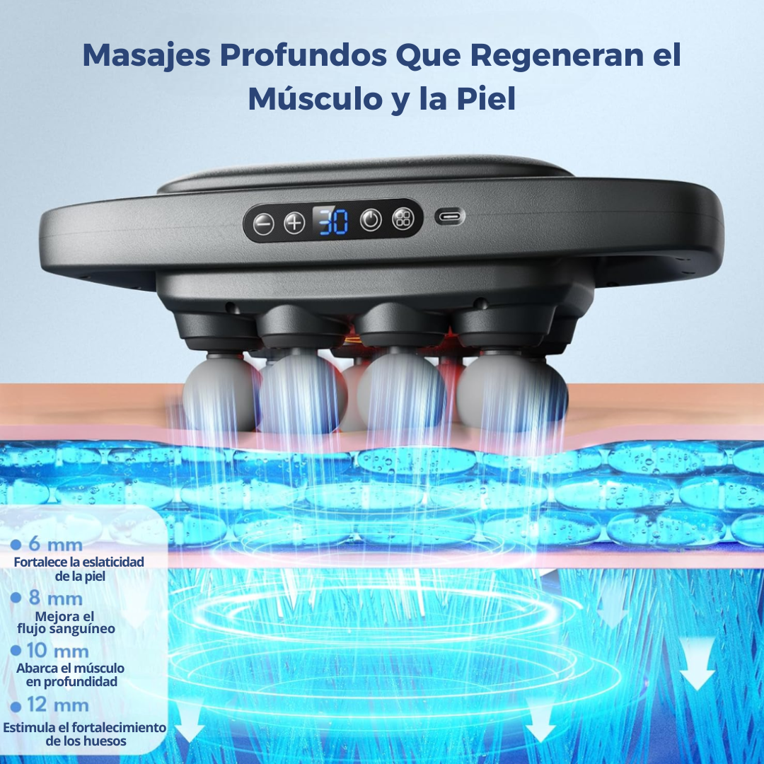 Pistola de Masajes de 8 Cabezales, de Alta Durabilidad y Resistencia