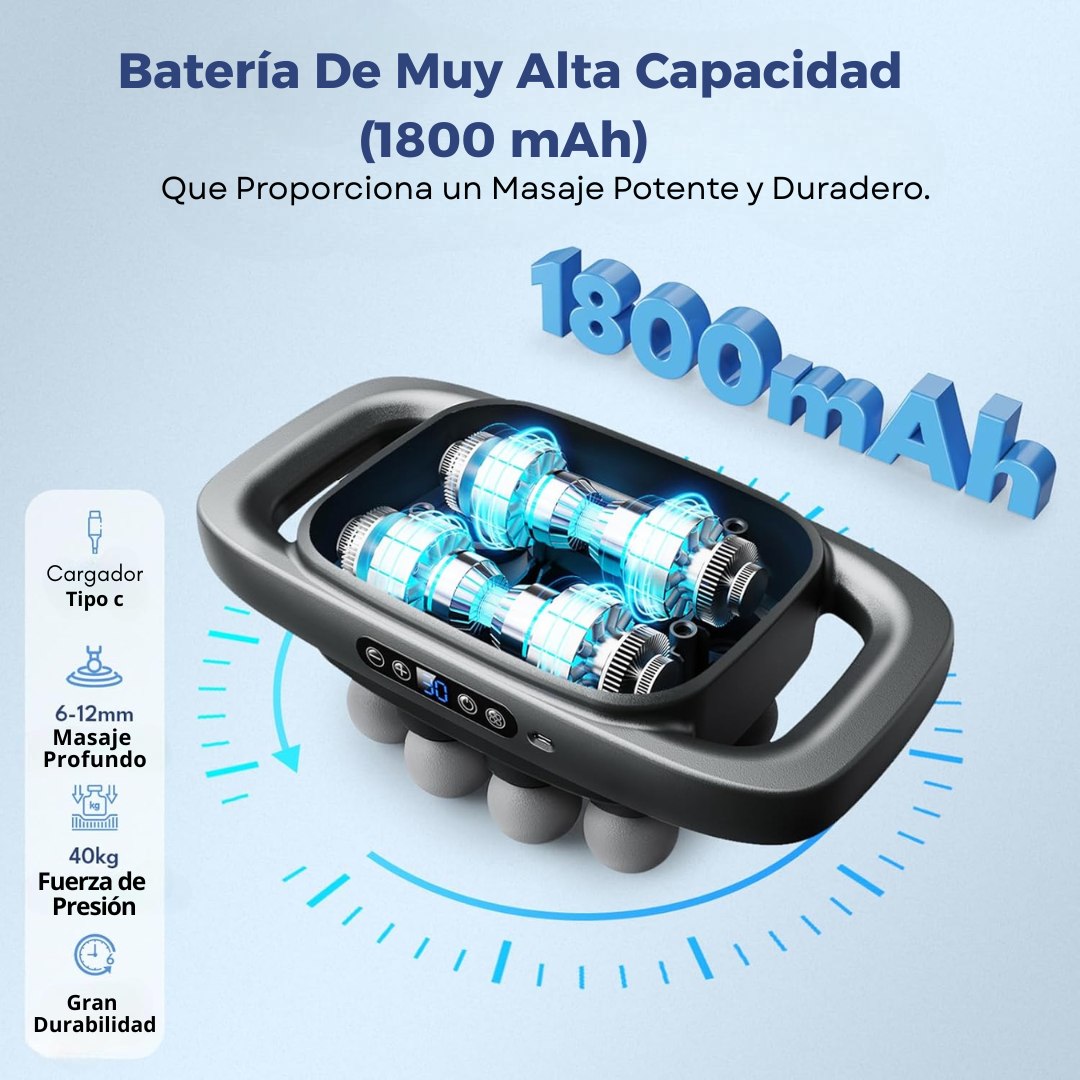 Pistola de Masajes de 8 Cabezales, de Alta Durabilidad y Resistencia